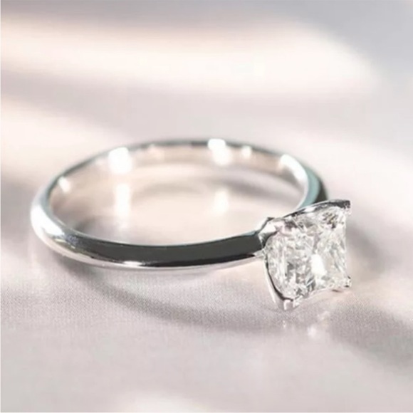 18K White gold princess cut ring - Picture 4 of 4